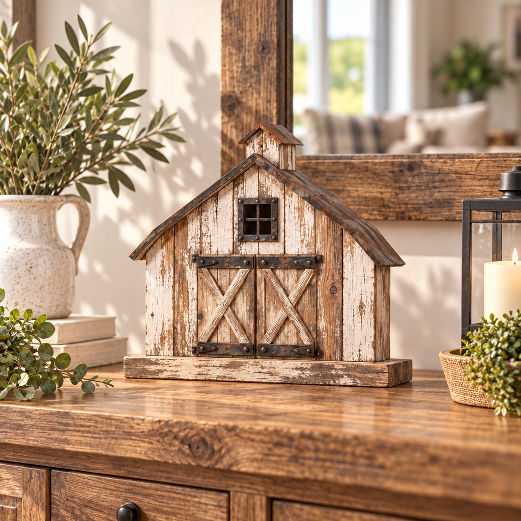 IuaDaet™ Rustic Barn Tabletop Decor
