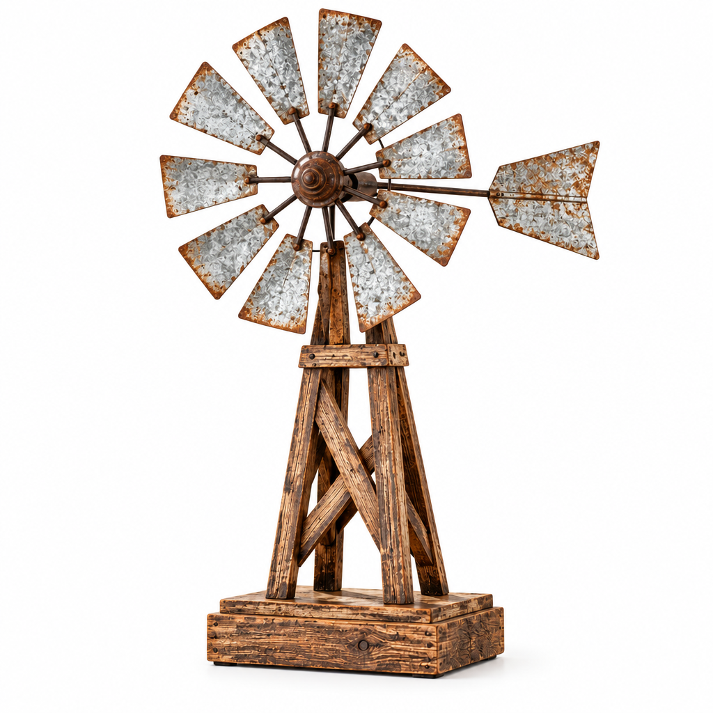 IuaDaet™ Galvanized Farmhouse Windmill Decor